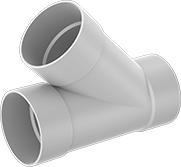 Image of Product. Front orientation. Pipe and Fittings. Underground Drain, Waste, and Vent PVC Pipe Fittings for Water, Wye Connectors, Cement Socket Female.