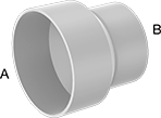 Image of Product. Front orientation. Contains Annotated. Pipe and Fittings. Underground Drain, Waste, and Vent PVC Pipe Fittings for Water, Straight Reducers, Cement Socket Female × Cement Socket Female.