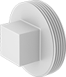 Image of Product. NPT Male. Front orientation. Pipe and Fittings. Underground Drain, Waste, and Vent PVC Pipe Fittings for Water, External-Square-Drive Plugs, Threaded Fitting Connection, Male.