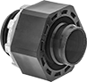 Image of Product. Twist-In × Threaded. Front orientation. Conduit and Fittings. Ultra-Flexible Plastic (MPT) Conduit and Fittings, Connector Fitting, Straight, Twist-In Conduit Connection × Threaded Knockout Connection.