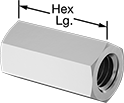 Image of Product. Front orientation. Contains Annotated. Thread Adapters. Inch-to-Inch Female Hex Thread Adapters.
