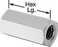 Image of Product. Front orientation. Contains Annotated. Thread Adapters. Inch-to-Metric Female Hex Thread Adapters.
