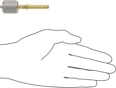 Image of Product. Side1 orientation. Contains SizingReference. Double-Locking Quick-Release Pin with Key, 1/4" Diameter, 1" Usable Length.
