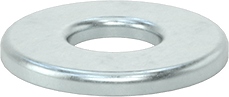 Image of Product. Bottom orientation. Zinc-Plated Steel Washers, Undersized, for Number 10 Screw Size, 0.500" OD.