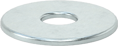 Image of Product. Bottom orientation. Zinc-Plated Steel Washers, Oversized, for 1/4" Screw Size, 0.266" ID, 0.875" OD.