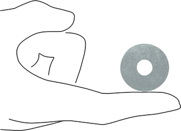 Image of Product. Side1 orientation. Contains SizingReference. Zinc-Plated Steel Washers, Oversized, for 3/8" Screw Size, 0.406" ID, 1.250" OD.