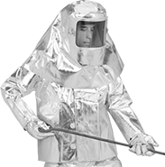 Image of ProductInUse. Front orientation. Hoods. Aluminized Hoods for Heat Protection .