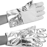 Image of ProductInUse. Front orientation. Gloves. Heat-Reflective Aluminized Gloves.