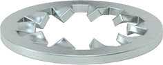 Image of Product. Bottom orientation. Zinc-Plated Steel Internal-Tooth Lock Washer, for 3/8" Screw Size, 0.384" ID, 0.681" OD.