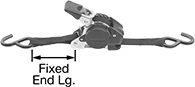 Image of Product. Front orientation. Contains Annotated. Ratchet Straps. Retractable Ratchet Straps, S-Hook, Style A.