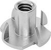 Image of Product. Top. Top orientation. Threaded Inserts. Thread-Masking Tee-Nut Threaded Inserts for Wood and Plastic.