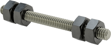 Image of Product. Front orientation. Threaded Rod with Hex Nuts, Grade B7, 1/4"-20 Thread Size, 3" Long.