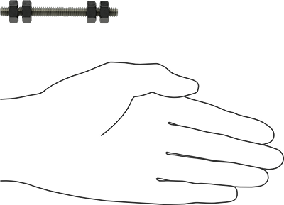 Image of Product. Side1 orientation. Contains SizingReference. Threaded Rod with Hex Nuts, Grade B7, 1/4"-20 Thread Size, 3" Long.