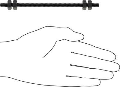 Image of Product. Side1 orientation. Contains SizingReference. Threaded Rod with Hex Nuts, Grade B7, 1/4"-20 Thread Size, 6" Long.