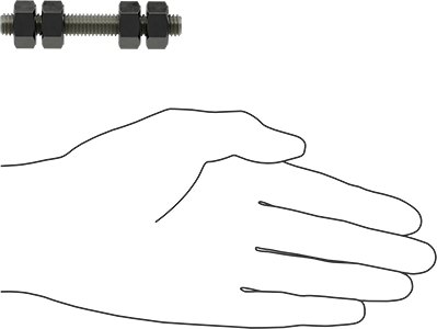 Image of Product. Side1 orientation. Contains SizingReference. Threaded Rod with Hex Nuts, Grade B7, 3/8"-16 Thread Size, 3" Long.