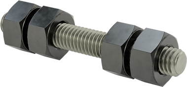 Image of Product. Front orientation. Threaded Rod with Hex Nuts, Grade B7, 3/8"-16 Thread Size, 3" Long.