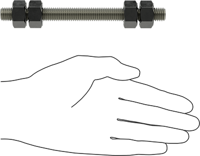 Image of Product. Side1 orientation. Contains SizingReference. Threaded Rod with Hex Nuts, Grade B7, 1/2"-13 Thread Size, 6" Long.