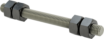 Image of Product. Front orientation. Threaded Rod with Hex Nuts, Grade B7, 1/2"-13 Thread Size, 6" Long.