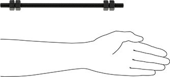 Image of Product. Side1 orientation. Contains SizingReference. Threaded Rod with Hex Nuts, Grade B7, 1/2"-13 Thread Size, 12" Long.