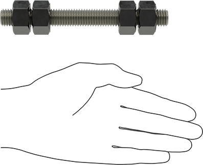 Image of Product. Side1 orientation. Contains SizingReference. Threaded Rod with Hex Nuts, Grade B7, 5/8"-11 Thread Size, 6" Long.