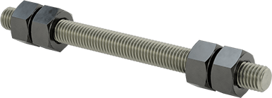 Image of Product. Front orientation. Threaded Rod with Hex Nuts, Grade B7, 5/8"-11 Thread Size, 8" Long.