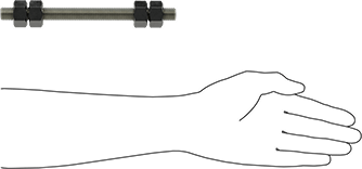 Image of Product. Side1 orientation. Contains SizingReference. Threaded Rod with Hex Nuts, Grade B7, 5/8"-11 Thread Size, 8" Long.