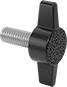Image of Product. Front orientation. Thumb Screws. Two-Arm Plastic-Head Thumb Screws.