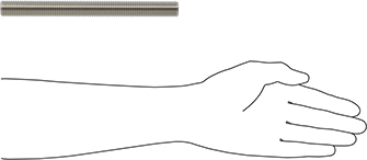 Image of Product. Side1 orientation. Contains SizingReference. Grade B8 18-8 Stainless Steel Threaded Rod, 3/4"-10 Thread Size, 8" Long.