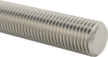 Image of Product. Front orientation. Grade B8 18-8 Stainless Steel Threaded Rod, 7/16"-20 Thread Size, 6 Feet Long.
