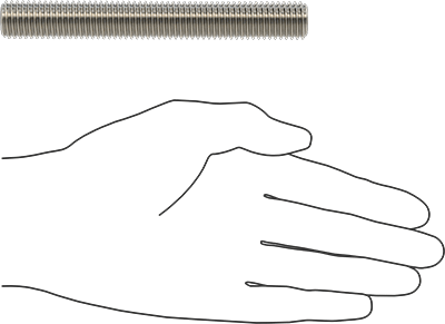 Image of Product. Side1 orientation. Contains SizingReference. Grade B8 18-8 Stainless Steel Threaded Rod, 5/8"-11 Thread Size, 5" Long.