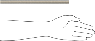Image of Product. Side1 orientation. Contains SizingReference. Grade B8 18-8 Stainless Steel Threaded Rod, 5/8"-11 Thread Size, 1 Foot Long.