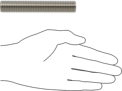 Image of Product. Side1 orientation. Contains SizingReference. Grade B8 18-8 Stainless Steel Threaded Rod, 3/4"-10 Thread Size, 4-1/2" Long.