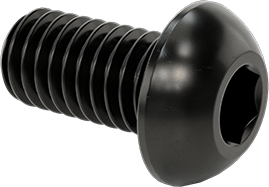 Image of Product. Front orientation. Button Head Hex Drive Screw, Black-Oxide Alloy Steel, M6 x 1.00 mm Thread, 12 mm Long.