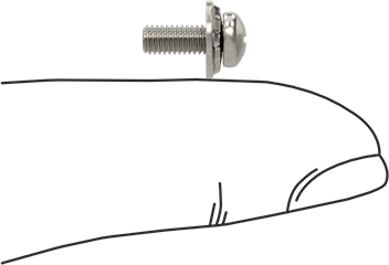 Image of Product. Side1 orientation. Contains SizingReference. 18-8 Stainless Steel Pan Head Screws with Spring Lock Washer, M3 x 0.5 mm Thread Size, 8 mm Long.