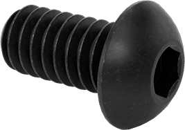 Image of Product. Front orientation. Black-Oxide Button Head Hex-Drive Screw, Alloy Steel, 1/4"-20 Thread Size, 1/2" Long.