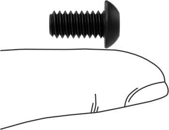Image of Product. Side1 orientation. Contains SizingReference. Black-Oxide Button Head Hex-Drive Screw, Alloy Steel, 1/4"-20 Thread Size, 1/2" Long.
