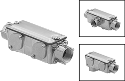 Image of Product. Front orientation. Contains Border, MultipleImages. Conduit and Fittings. Conduit Bodies, Straight, Tee, or 90° Elbow (C, T, LB, LL, LR), Threaded Conduit Connection.