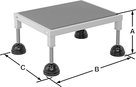 Image of Product. Front orientation. Contains Annotated. Work Platforms. Antifatigue Rolling Work Platforms.