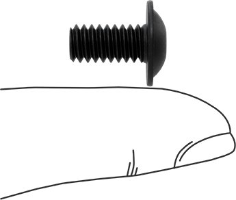 Image of Product. Side1 orientation. Contains SizingReference. Black-Oxide Flanged Button Head Hex-Drive Screw, Alloy Steel, 1/4"-20 Thread Size, 1/2" Long.
