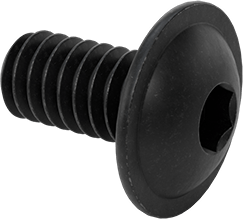 Image of Product. Front orientation. Black-Oxide Flanged Button Head Hex-Drive Screw, Alloy Steel, 1/4"-20 Thread Size, 1/2" Long.