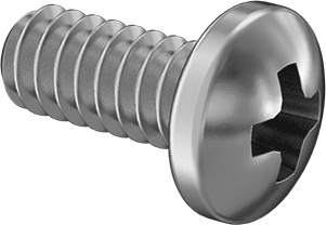 Image of Product. Front orientation. Mil. Spec. Phillips Rounded Head Screws, 18-8 Stainless Steel, 4-40 Thread Size, 1/4" Long.