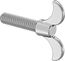 Image of Product. 2. Front orientation. Style 2. Steel and Iron Wing Thumb Screws.