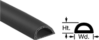 Image of Product. Front orientation. Contains Annotated, MultipleImages. Edge Seals. High-Temperature Hollow Foam Rubber Surface-Mount Edge Seals, Style B.