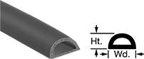 Image of Product. Front orientation. Contains Annotated, MultipleImages. Edge Seals. Water- and Weather-Resistant Hollow Foam Rubber Surface-Mount Edge Seals, Style F.