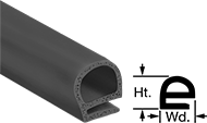 Image of Product. Front orientation. Contains Annotated, MultipleImages. Edge Seals. High-Temperature Hollow Foam Rubber Surface-Mount Edge Seals, Style D.