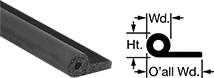Image of Product. Front orientation. Contains Annotated, MultipleImages. Edge Seals. High-Temperature Hollow Foam Rubber Flange-Mount Edge Seals, Style B.