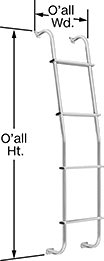 Image of Product. Front orientation. Contains Annotated. Ladders. Van-Mount Ladders.