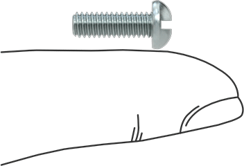 Image of Product. Side1 orientation. Contains SizingReference. Decorative Combination Phillips/Slotted Screws, Round Head, 8-32 Thread, 1/2" Long.
