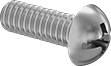 Image of Product. Front orientation. Rounded Head Screws. Steel Round Head Combination Phillips/Slotted Screws.