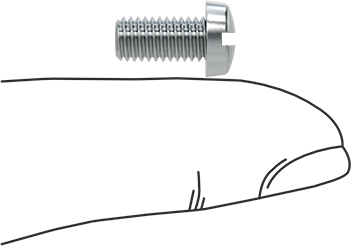 Image of Product. Side1 orientation. Contains SizingReference. Zinc-Plated Steel Narrow Cheese Head Slotted Screw, M5 x 0.8 mm Thread, 10 mm Long, 8.5 mm Head Diameter.
